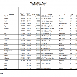 ACA Eligibility Report