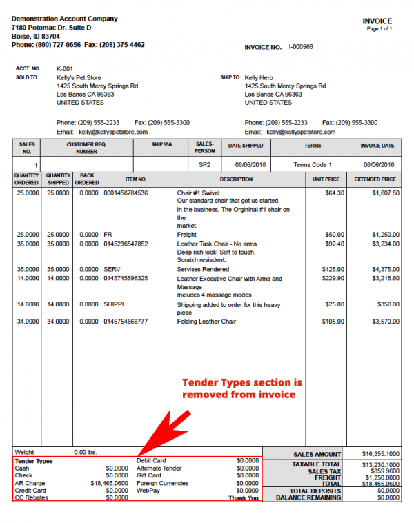 Original sales invoice format